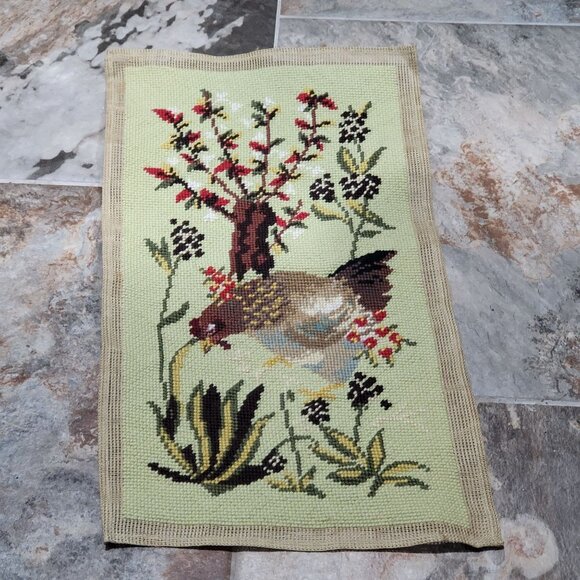 Handmade Finished Pair Completed Cross Stitch Rooster Hen Chicken Embroidery Unf - Picture 12 of 16